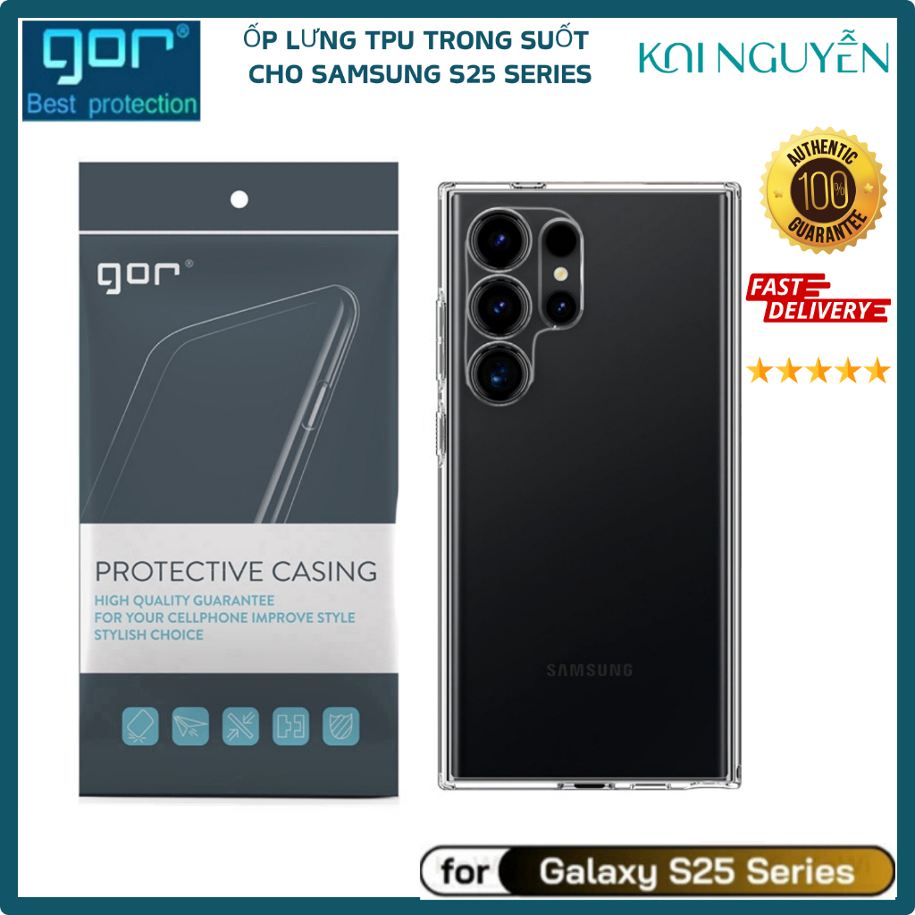 Ốp Lưng TPU trong suốt GOR Crystal Clear cho Samsung Galaxy S25 / Galaxy S25 Plus / Galaxy S25 Ultra