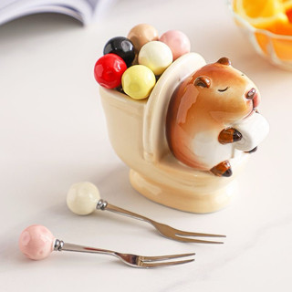 SẴN🐹 Set Dĩa Ăn Hoa Quả Gốm Sứ Hình Ốc Sên, Chuột Capybara; Set Đĩa Đựng Gia Vị, Nước Chấm Siêu Dễ Thương