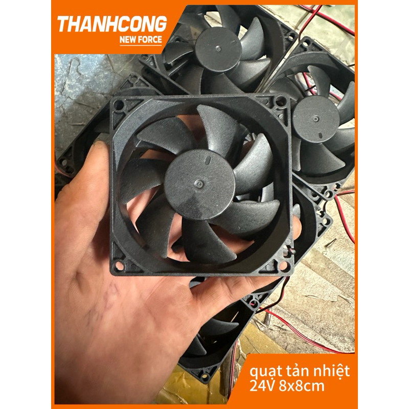 Quạt tản nhiệt 8x8 24VDC tản nhiệt máy hàn thông gió hút mùi 24V khung nhựa Dây đồng kích thước 8x8💥