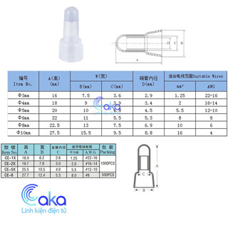 [Gói 10] Đầu chụp Cos CE5X 4mm Cút nối dây điện,đầu cos nón chụp, không cần nối dây CE-5X
