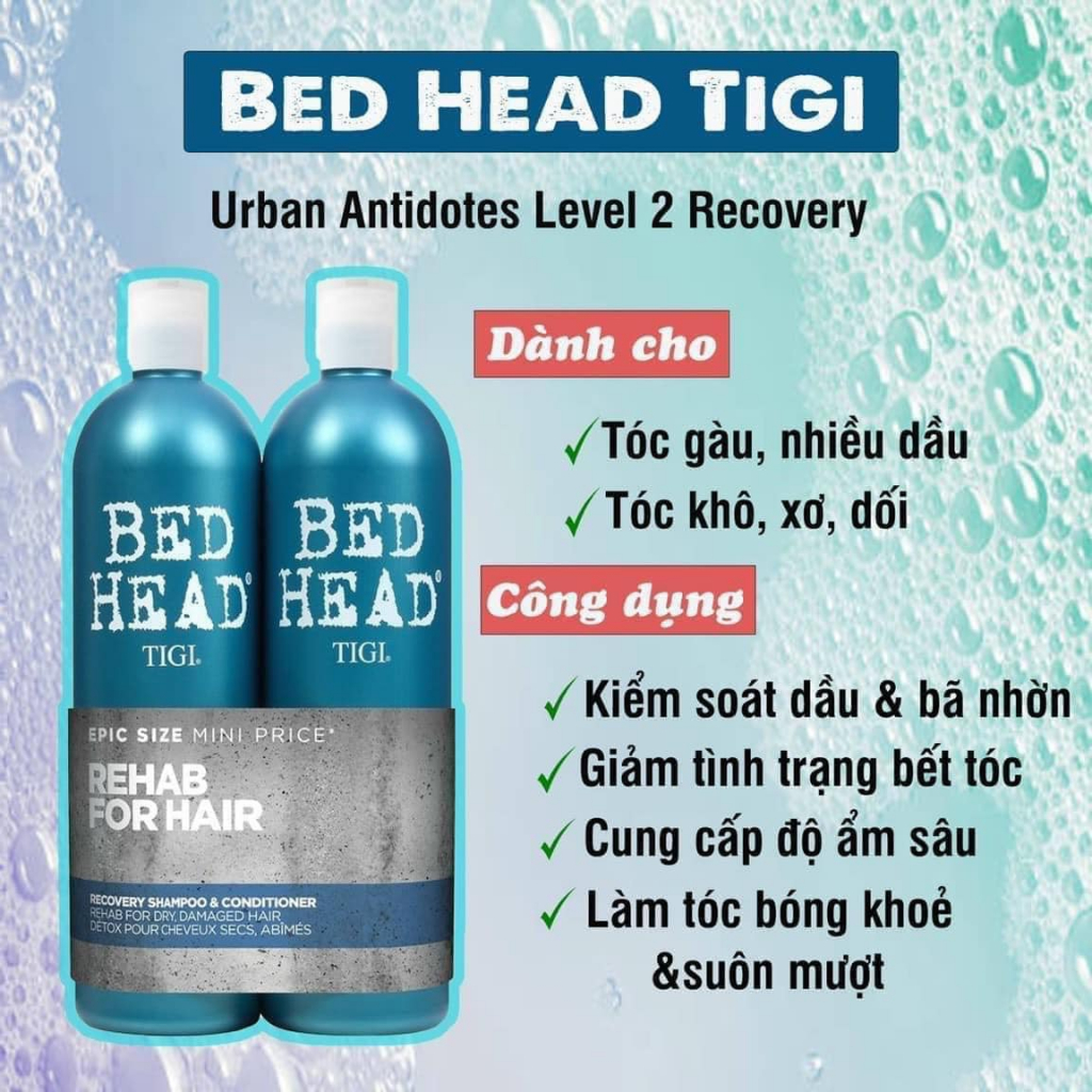 (hàng chuẩn 100%) Cặp dầu gội xả Tigi xanh chống hư tổn, phục hồi tóc