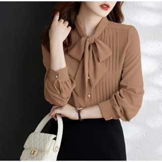 Áo Kiểu Sơ Mi Chất Lụa Mango Cột Nơ Xếp Li Ngực Tay Dài Sang Chảnh💕FREESHIP💕[Giá gốc tận xưởng] ÁO KIỂU NỮ CÔNG SỞ