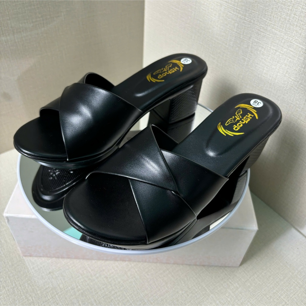 (Đủ size 36-40) Dép nu cao got, gót vuông 5p HShop mẫu lê bản lật HT-01, Dép lê gót liền nguyên khối