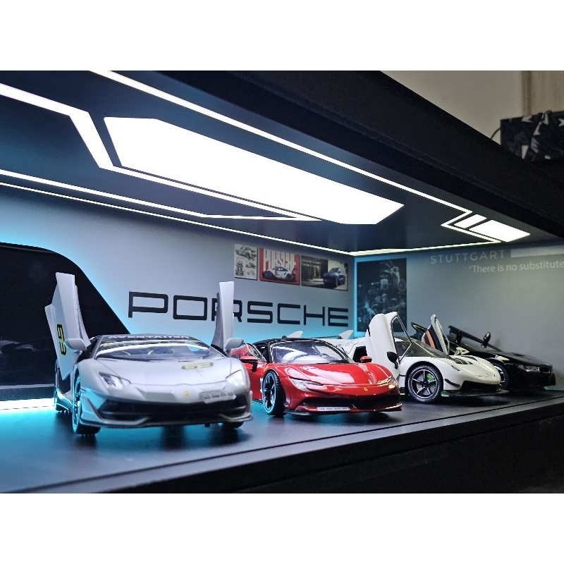 [1:24] Mô Hình Gara Đèn Neonsign Trưng Xe Mô Hình Tỉ Lệ 1:24 - Diorama Quan EB