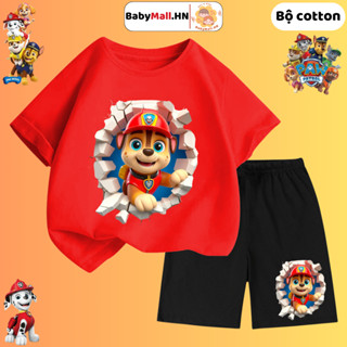 Bộ quần áo Chú Chó Cứu Hộ 3D cho bé trai BABYMALL đồ bộ thun cộc tay cho bé chất cotton thoáng mát