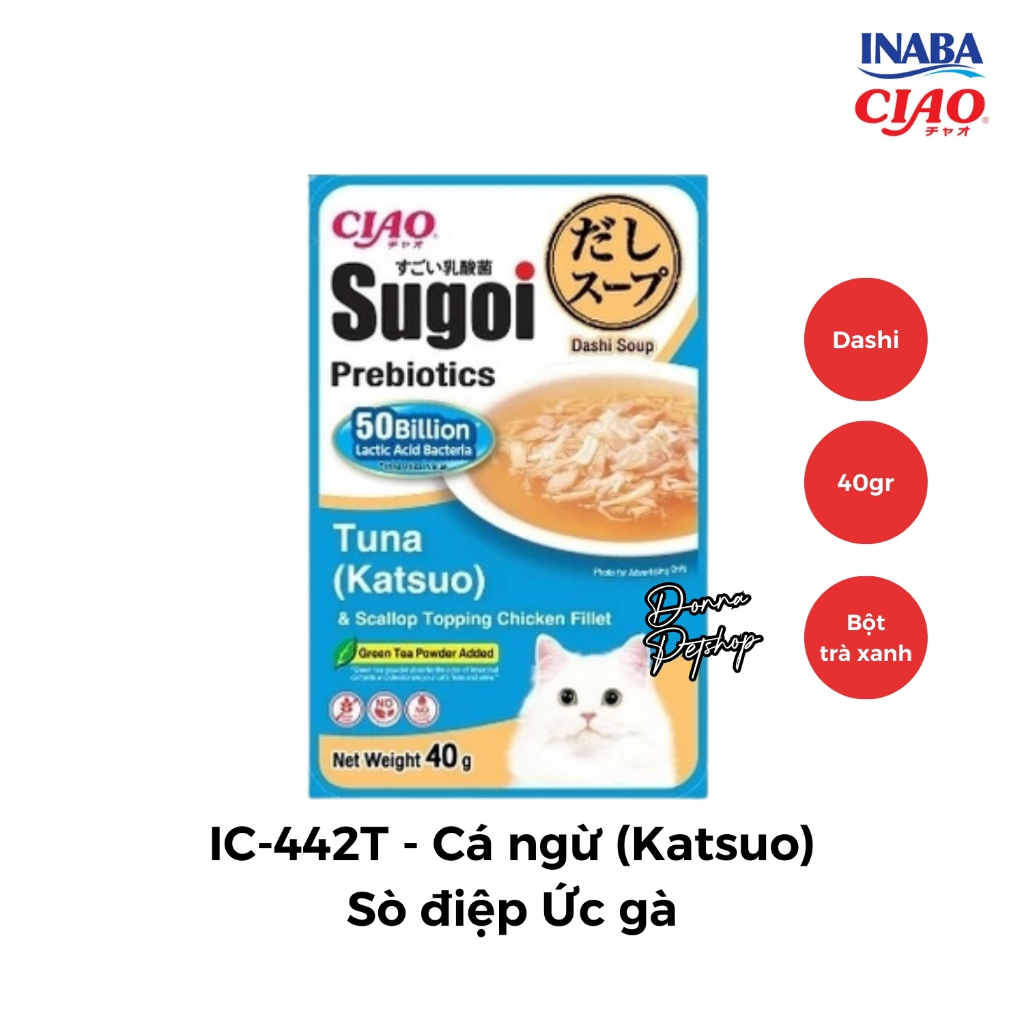 CIAO SUGOI BỔ SUNG 50 TỶ LỢI KHUẨN PREBIOTICS CHO MÈO DẠNG CREAMY VÀ DASHI 40g