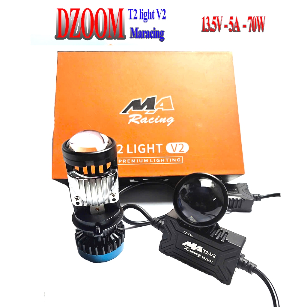 Đèn pha Led bi cầu mini T2 Light V2 2025 là bản nâng cấp của T2 kính tím. có ốc chỉnh lệch cos. Đèn 