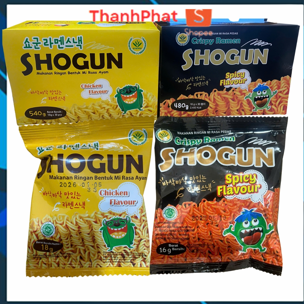  Mì SHOGUN Hàn Quốc  540G 30 gói  Ăn Liền Rắc Phô Mai-Cay mỳ ăn liền trẻ em Hàn Quốc shogun,mỳ Enaak 