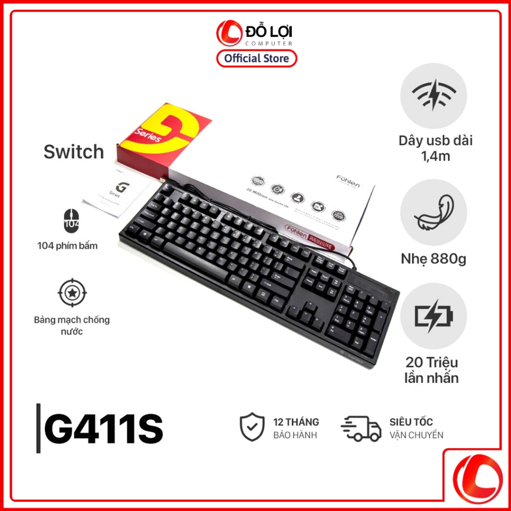 Bàn Phím Cơ Fuhlen G411S - Switch Quang Học Bền Bỉ | Chính Hãng | DLC