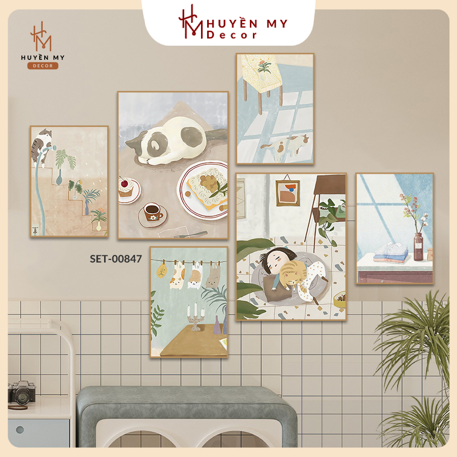SET 6 Tranh Dán Tường Nhiều Mẫu Hiện Đại,Trendy, Decor Phòng Khách, Phòng Ngủ, Spa, Phòng Nail, Mi - Huyền My Decor