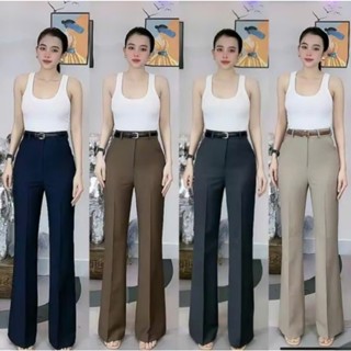 T280-(Dài 103 cm, ống 27cm) Quần ống loe cạp cao túi xéo co giãn nhẹ (KHÔNG KÈM NỊT) Mộc She Nữ