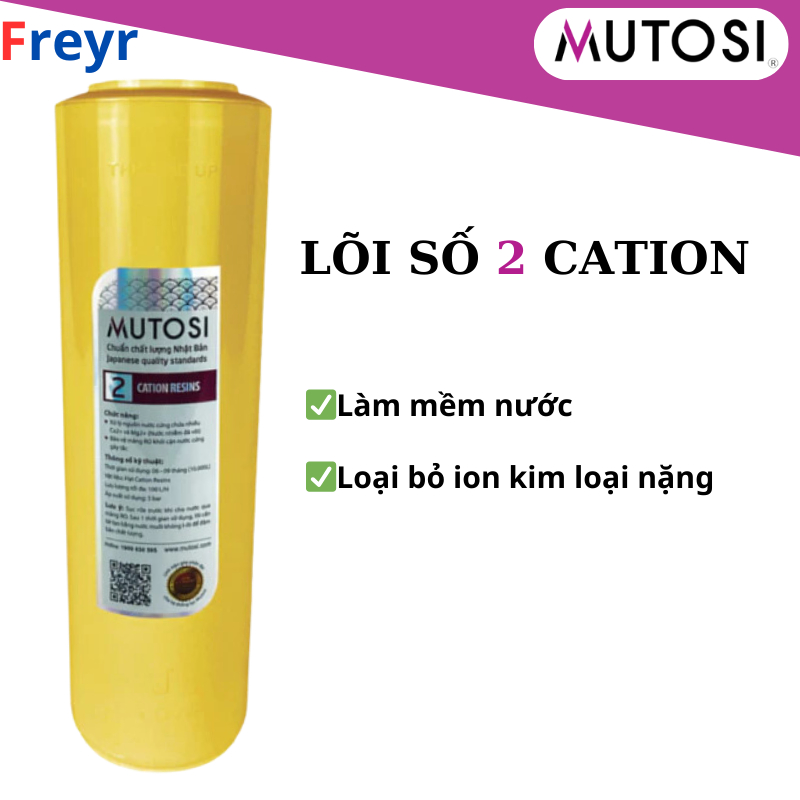 Lõi Lọc Số 2 Mutosi - Xử Lý Nước Cứng, Loại Bỏ Ion Ca2+, Mg2+, Nước Nhiễm Đá Vôi Hiệu Quả