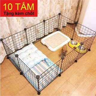  10 Tấm Quây Chuồng Chó Mèo Siêu Hot Lưới Sắt Lắp Tủ Kệ Tặng Kèm Chốt và Búa Gỗ - H2 Store 