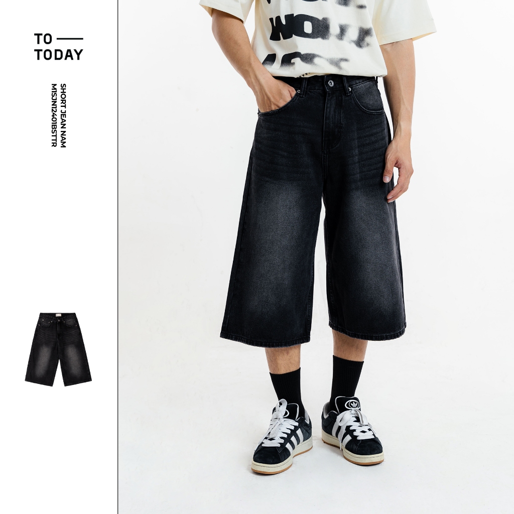 Quần Short Bò Jeans Lửng Nam Ống Rộng Thoải Mái, Dáng Lửng Qua Gối Form Straight TOTODAY 12401