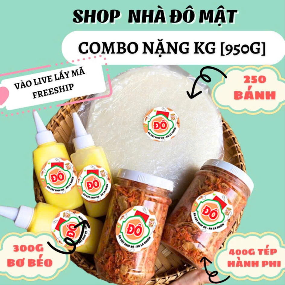 Combo Bánh Tráng Phơi  Sương Muối Tép Hành Phi + Hủ Bơ Lớn (250g bánh)  đô ăn vặt