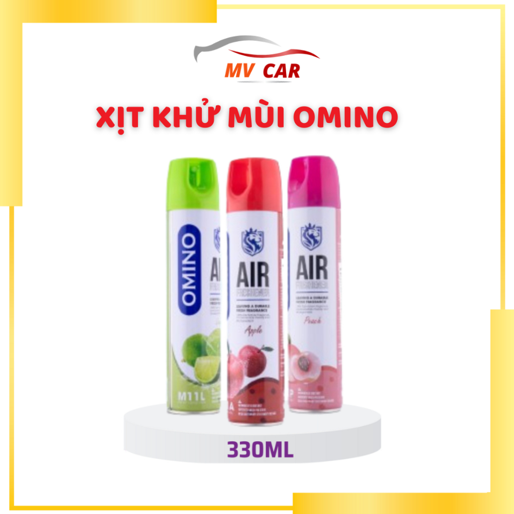 Xịt Thơm Khử Mùi Nội Thất Ô Tô OMINO Đủ 3 Mùi Hương Táo, Đào, Chanh - Chính Hãng Omino Vietnam