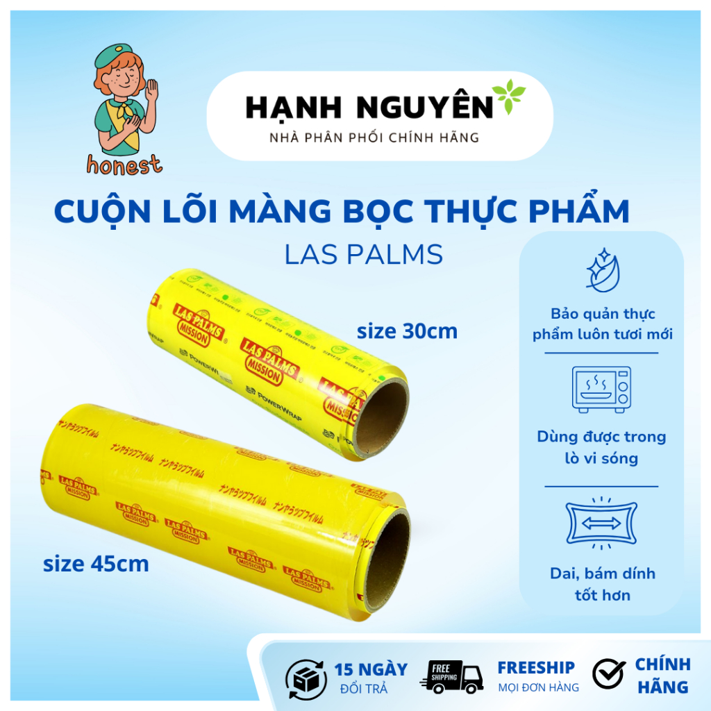 Cuộn Lõi Màng Bọc Thực Phẩm Las Palm Full Size 30cm 45cm Chính Hãng