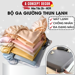 [ĐƠN TỪ 89K TẶNG KHĂN LAU] Bộ Ga Giường Thun Lạnh Hàn Quốc Cao Cấp A Concept Decor Drap Giường Thun Mát Cho Mùa Hè