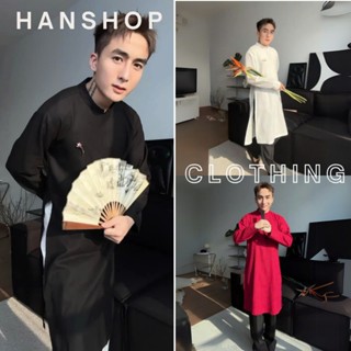 Áo dài cách tân nam HanHan dáng suông trơn khóa sau lưng 3 màu đỏ đen trắng