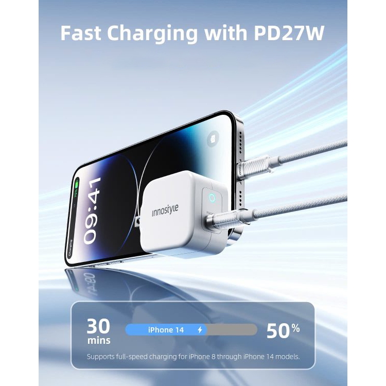 Cáp sạc nhanh USB-C to L Innostyle CryStalShine dài 1.5 mét, bền bỉ, sạc nhanh, bảo hành 12 tháng | BigBuy360 - bigbuy360.vn