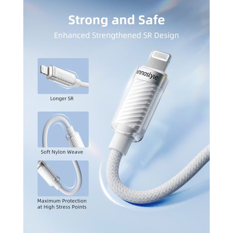 Cáp sạc nhanh USB-C to L Innostyle CryStalShine dài 1.5 mét, bền bỉ, sạc nhanh, bảo hành 12 tháng | BigBuy360 - bigbuy360.vn