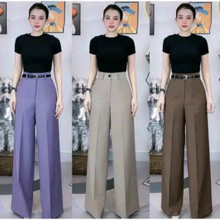 T300 - (dài 104cm ,ống 29cm) Quần ống rộng dáng A cạp cạp cotton Hàn Mộc She Nữ