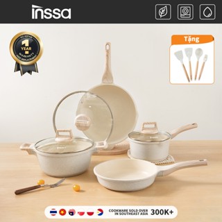 Inssa Bộ Nồi Chảo Chống Dính 4 Món Dòng Vanilla Ice Cream Kích Thước 18-24-28cm GUOJ030CW - Bảo Hành 1 Năm