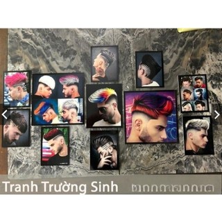 BỘ 11 TRANH TẤM CỨNG DÁN TƯỜNG TÓC NAM, tranh dán barber decor, tặng kèm băng dính