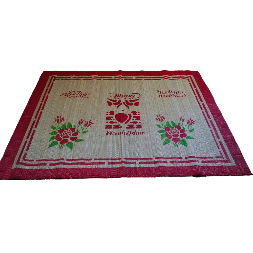 Chiếu Cói In Hoa Kích Thước 1m5 x 1m9