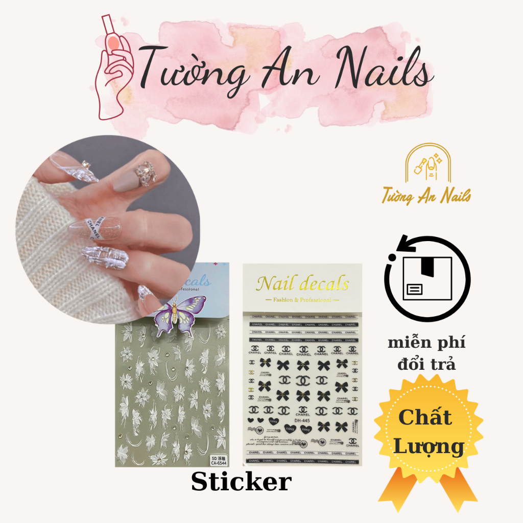 Sticker dán móng nổi 3D sticker 5D, sticker Noel, Tết nail cao cấp