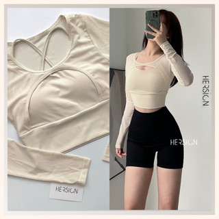 Áo croptop tập gym nữ Áo tập yoga tay dài Áo thể thao cao cấp HERSIGN-CROP28