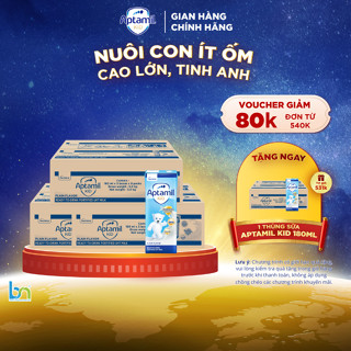 [3 TẶNG 1 DATE 23-6] COMBO 3 THÙNG SỮA CÔNG THỨC PHA SẴN APTAMIL KID 180ML