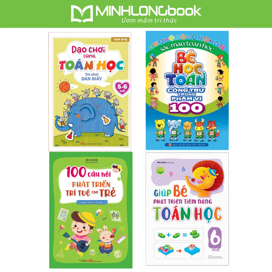Sách: Combo 4 Cuốn: PTTN Toán 6 Tuổi + Dạo Chơi Toán Học 5-6 Tuổi + Cộng Trừ PV100 + PTTT  6 Tuổi