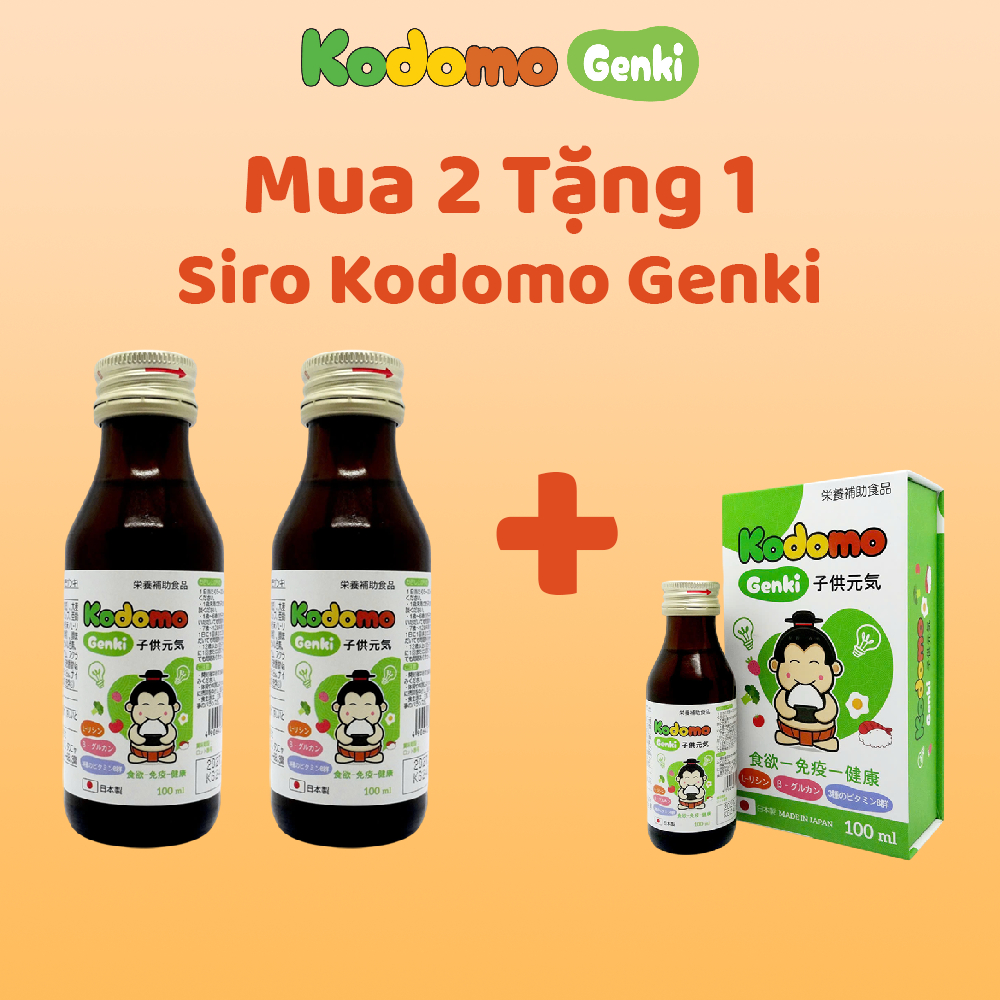 Mua 2 Tặng 1 Siro Kodomo Genki Chính Hãng Giúp Bé Ăn Ngon Nhập Khẩu Nhật Bản Chai 100ml
