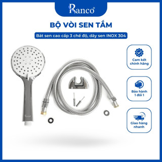 Bộ vòi hoa sen tắm cao cấp 3 chế độ RANCO, đầu nhựa ABS, dây inox 304 dài 1.5m lõi đồng KT - 642