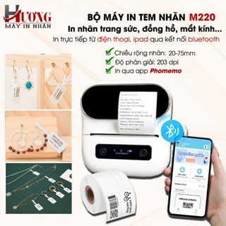  COMBO   Máy In Nhãn M220 + Nhãn In Thông Tin Dán Trên Vàng Bạc Trang Sức Nhẫn Đồng Hồ Mắt Kính   