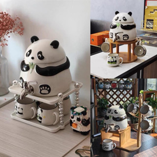 Bộ bình nước gốm sứ gấu trúc