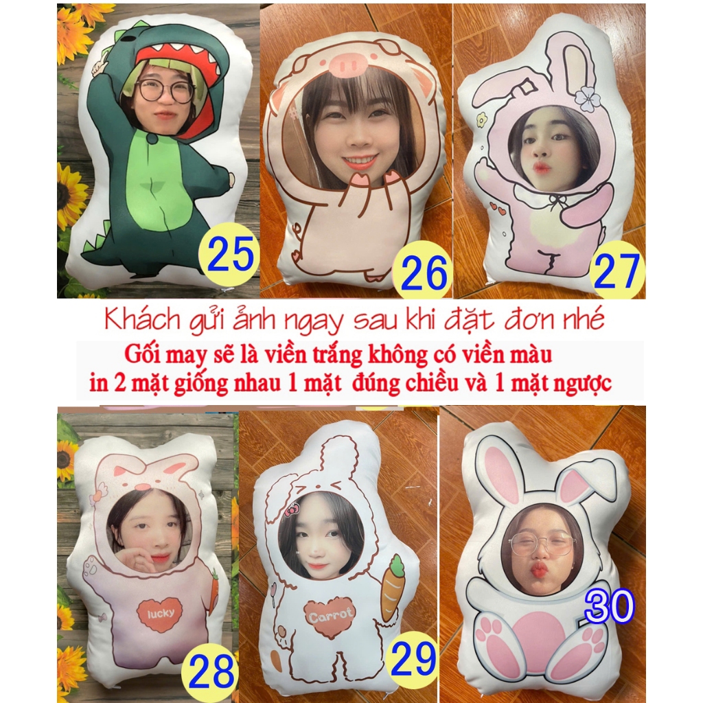 Gấu bông gối ôm ghép mặt chibi in theo yêu cầu in 2 mặt