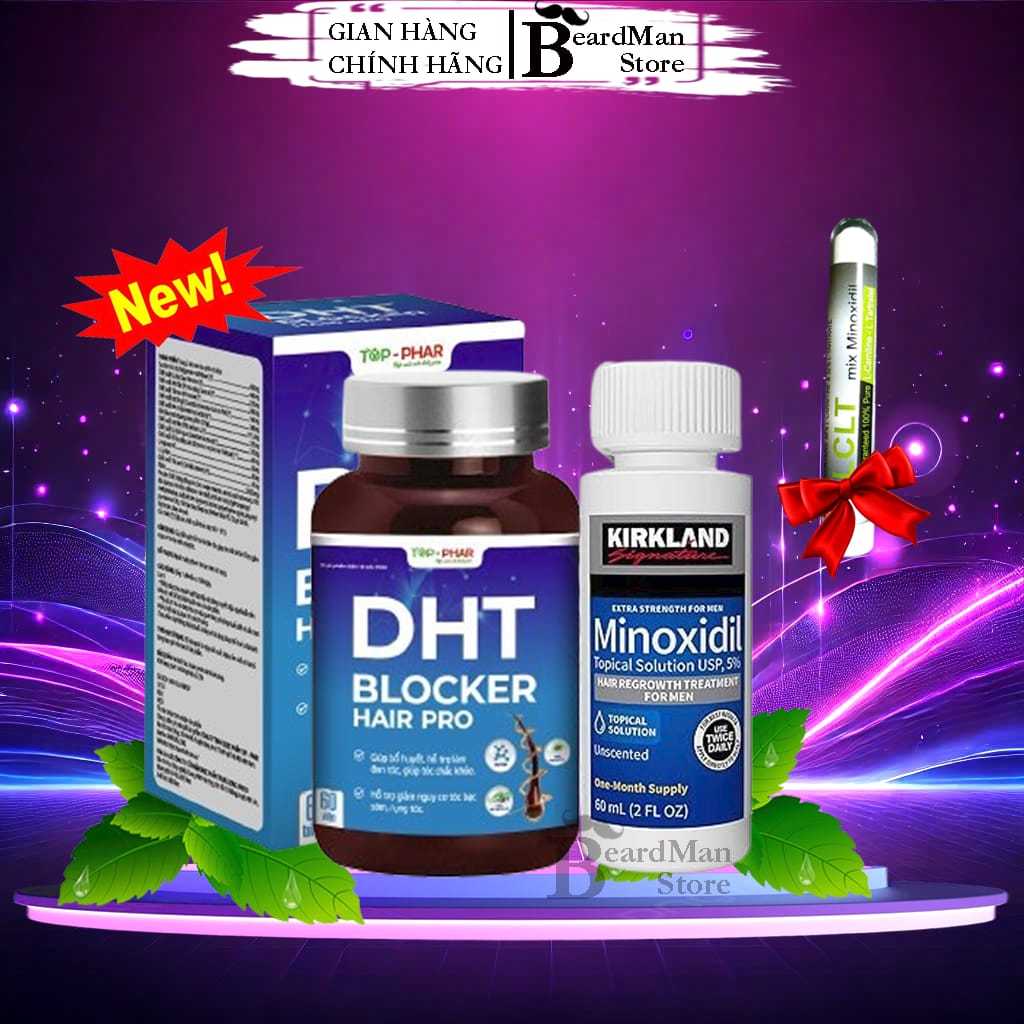 Combo Mọc Tóc Hói Minoxidil 5% Mỹ Dạng Lỏng + DHT Blocker Hair Pro 60 Viên