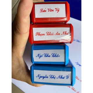 Dấu tên chữ nghiêng, mực đỏ, xanh, khắc dấu nội dung theo yêu cầu