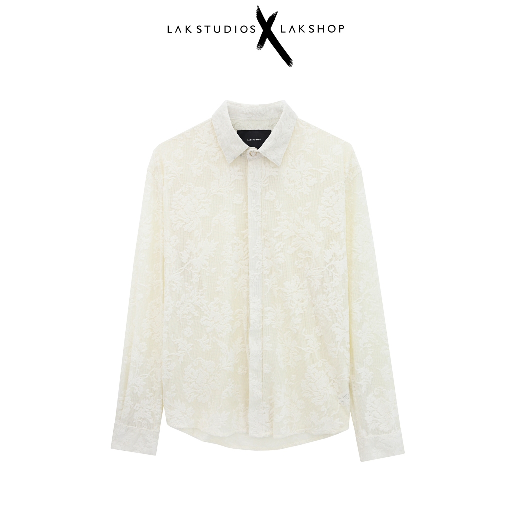 Áo Lak Studios White Flower Mesh Shirt