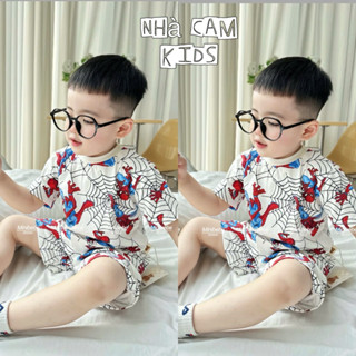 Bộ Đùi Cho Bé , Bộ Cotton Đùi Hình Siêu Nhân Nhện Màu Trắng Cho Bé - Nhà Cam MẠC NHỆN TRẮNG CỘC