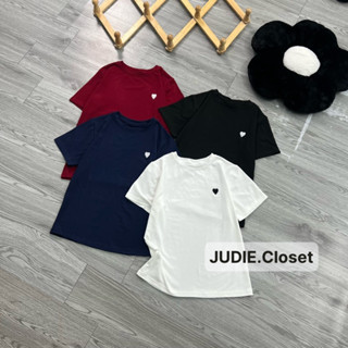 Áo Thun Nữ Dáng Vừa Chất Thun Dip Co Dãn Thêu Trái Tim Hottrend,Áo Baby Tee Nữ Cổ Tròn Basic (ảnh thật) JUDIE.Closet