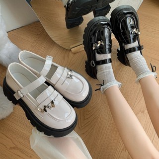 [FORM TO CHÂN GÀY MỎNG LÙI 1 SIZE] Giày Mary Jane Búp Bê Lolita Nữ Phối Họa Tiết Dễ Thương Cài Quai Da Bóng Cao Cấp 26