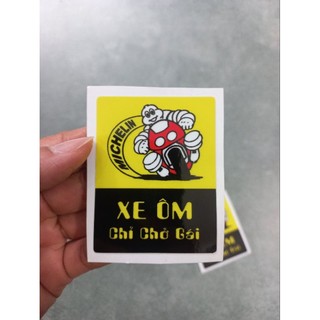 Tem dán chữ Xe ôm Michelin 6.5x5cm có sẵn keo dán trang trí xe máy