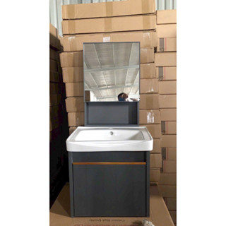 BỘ 4 MÓN: chậu lavabo rửa mặt âm + tủ nhôm + Gương +Tủ gương