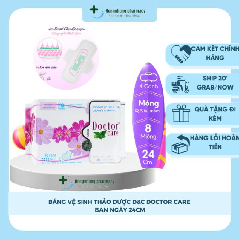 Băng vệ sinh thảo dược D&C Doctor Care ban ngày 24cm