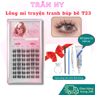  Mi tự nối T23 lông mi truyện tranh búp bê siêu nổi bật mi giả mixsize 11 12 13mm 