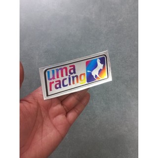 Tem dán chữ Uma Racing crom 9.5x3.7cm có sẵn keo dán