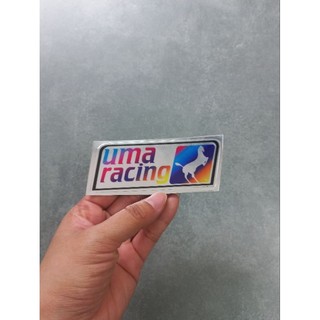 Tem dán chữ Uma Racing crom 9.5x3.7cm có sẵn keo dán